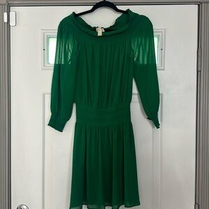 Michael Kors green off the shoulder dress
